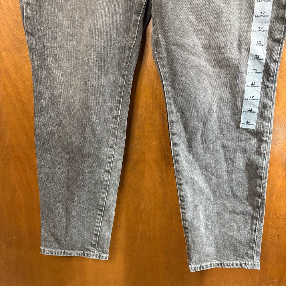 Old Navy Gray OG Straight Leg High Rise Jeans NWT Size 12 Button Fly Y2K Grunge - Picture 8 of 15